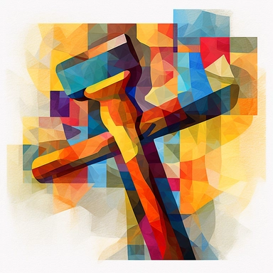 isolated clip art image cubism art style themed hammer