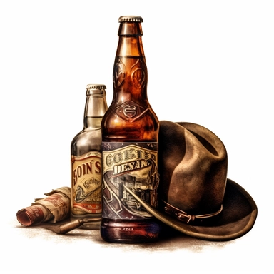 clipart, beer bottle, saloon, old west, no background