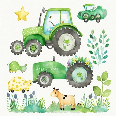 Farm Tractor Watercolor, Green Tractor Boys Clipart Nursery Décor Farm Tractor PNG Commercial Use Farming Vehicles Watercolor Illustration Cute Starfish PNG Clipart Ocean Animals Starfish PNG Adorable Star Fish Water Bubbles Sublimation Starfish Wall Art Printable Print for Kids