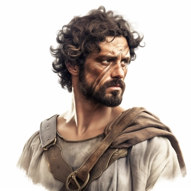 clipart Ancient Roman warrior man, photo realistic, white background
