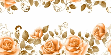 rose gold and gold roses,gold border,art noveau style, white background,clipart 8k