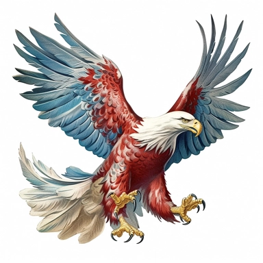 vintage red white and blue American eagle clipart on a white background