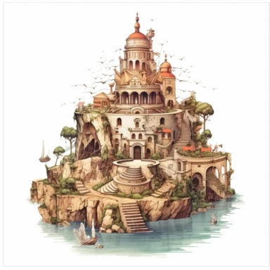 clipart of a vintage travel landmark in the style of realism with no elements, , luis ricardo falero, highly detailed illustrations, 32k uhd, white background