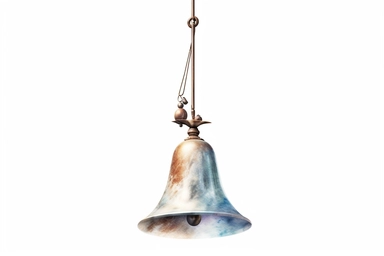 Clip art of ice Japanese Wind Bell, simple, white background, Beautiful margins, large margins, by Helen Beatrix Potter, easy to crop image, Natural light, 4k, HDR