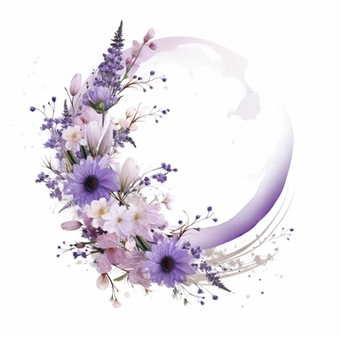 with white background, art Watercolor, Watercolor Crescent bouquet lavender and Baby's Breath floral clipart, hd, high detailed, light airy and lavender bold purple, delicate petals, pastel, muted, soft, subtle, romantic, dreamy, ultra details, high resulution, dynamic lighting, rendering, photo realistic, lightroom gallery, cinematic lighting