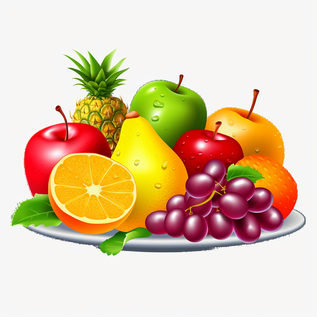 fresh fruits clipart, fruit clipart, in the style of colorful animation ...