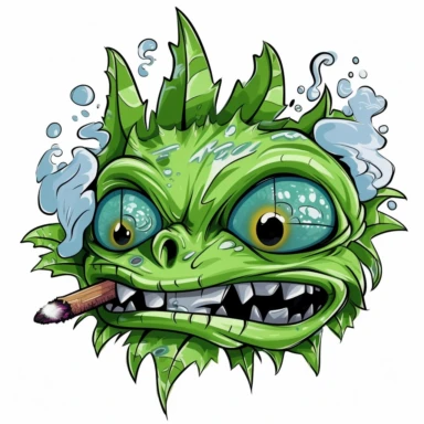 Clipart Stoned cartoon [marijuana leaf Character]3 with [red eyes