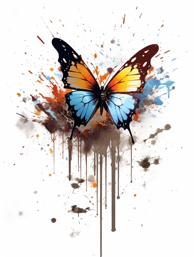 one butterfly colorful on a white background, in the style of florian nicolle, realistic clipart, serge marshennikov, orange, fantastical creatures, sky-blue and maroon, conceptual painting, no watermark, text,,professional lighting,cinematic lighting, long shadows, saturated contrast, hyperdetailed,32k,v--5.0