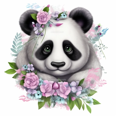 / adorable white and black and grey panda bear with bamboo cute adorable with pastel colourful flowers vivid clear detailed roses pansies and lavender all around clipart detailed cartoon style cartoon of bamboo panda bear beautiful sparkling diamonds in hair and pearl necklace Clipart image shimmer and shells and starfish pastel flowers all around pastel light colors gorgeous hyper realistic big glass blue eyes for detail the hyper cartoon clipart image