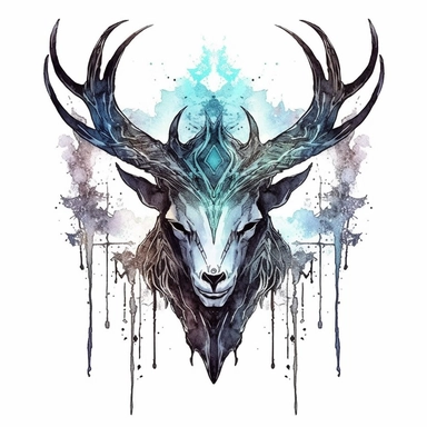 high quality watercolor clipart of a magical zodiac sign [capricorn] with dark gothic elements, white background, seperated, vector design, hd