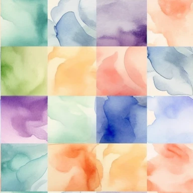 Nine abstract watercolor background vector clipart, in different light pastel colors, rounded, hazy romanticism, free brushwork