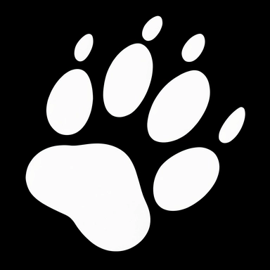 clipart white dog paw print clipart, clear outline, isolated on pure black background