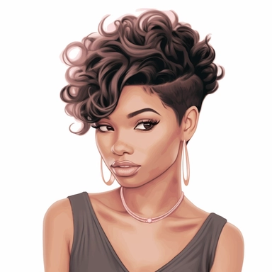 Black Woman Clipart, Pixie haircut girl PNG, Black Girl, Short Pixie hairstyle Black Woman, African American Girl Hand Drawn Art Style PNG, Printable Art Deco, Full Body Portrait