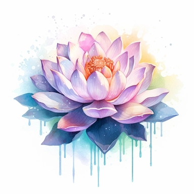 lotus flower, clipart, intense white and deep pastel colors, dnd, watercolor, no background, isolated on a white background, self contained, well defined edges, by amy sol and magali villeneuve and susan bourdet and ross tran, spaced out, glowy, intricate, 8k