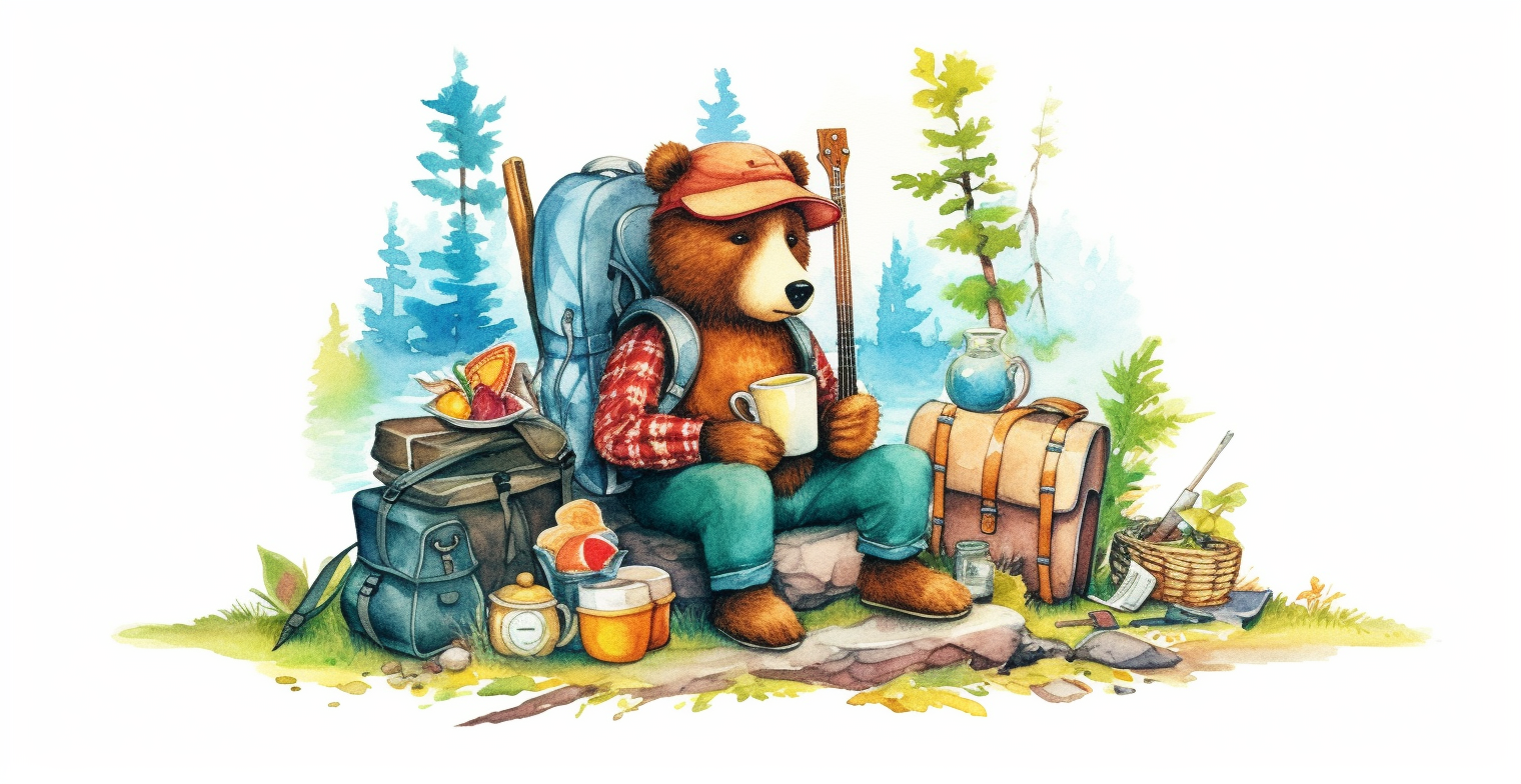 camping bear cliparts