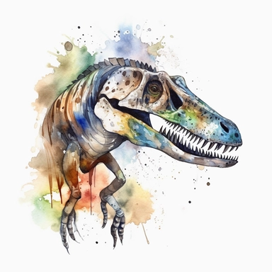 Watercolor dinosaur fossil clipart, white isolated background, space out, hd