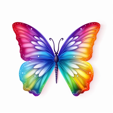 2D Clipart, Cute rainbow butterfly, no shadow