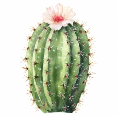 create a hand drawn watercolor clipart of a cactus, white background, 4k