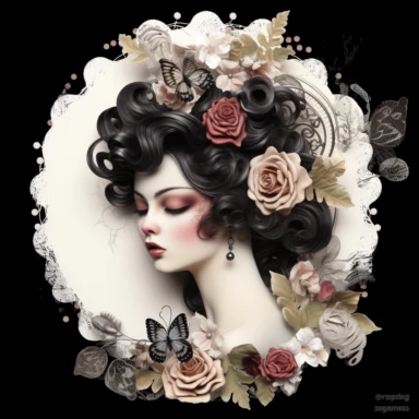 Rosa Moyesli Clipart Card Making, Mixed Media, Craft, black velvet, white background,
