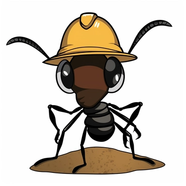 carpenter ant, wearing hard hat, clip art