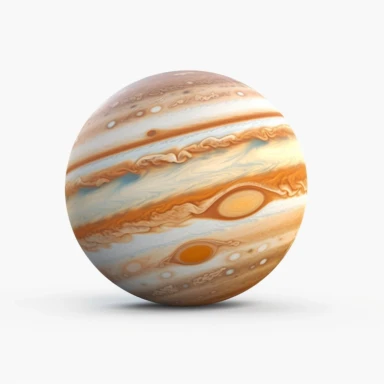 photo realistic clipart of Jupiter, 8k, white background, sharp focus, detailed,