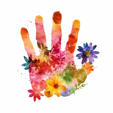 Flower Handprint Craft Art Printable clipart