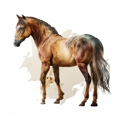 horse watercolor clipart illustration, transparent background