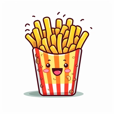 drawing of cute cartoon fries clipart, colorful
