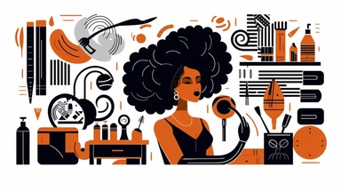 Clip Art for Black Hairdresser Beauty Salon, 2D, Vector, Flat separated on white background