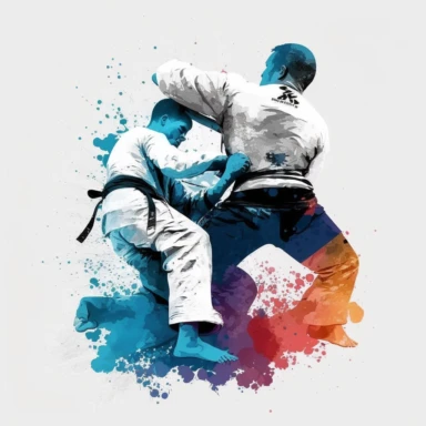 Two brazilian jiu jitsu fighting, clipart, white background