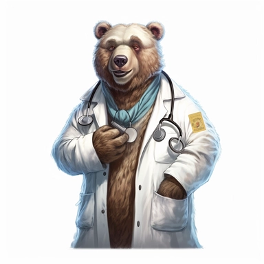 bear doctor, white back ground, clip art