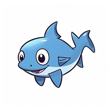 Realistic baby cute shark clipart, simple, blue, white, isolated on white background, 2D, cartoon style, joucy color, 4k
