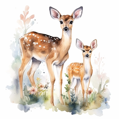 Deer and doe graphics, Woodland Animals Clipart Watercolor, Clipart, hand drawn, vector, high resolution, 4K