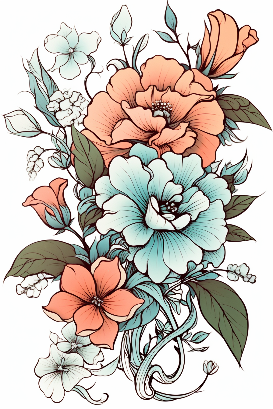 black and white flowers clipart