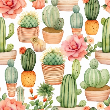 Draw a watercolor-style clip art images that feature objects related to an aesthetic adorned with floral designs. The images should have aesthetic, and should incorporate elements such as watercolor [gold] whimsical and cute illustration in watercolor of DESERT CACTUS, Seamless Prints, Cactus Digital Paper, Blooming Desert Repeating Pattern, Background, Succulent Digital Paper, Scrapbook with black ornaments , in a Scandinavian folk art style with botanical and swirl motifs. light pink gold colo