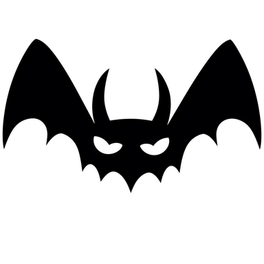 black and white silhouette of a upside down halloween bat, clipart style, white background, thick lines, vector, simple design, flat colour, solid colour