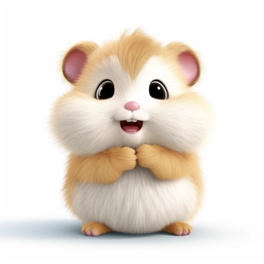a single clipart image png graphic of a Realistic 3D cute friendly pixar style 3D animation Clipart Cute Fluffy Hairy Hamster PNG Illustration