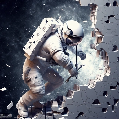 Clipart, An astronaut repairing a broken part of a space station, hyperrealistic, hyper high definition