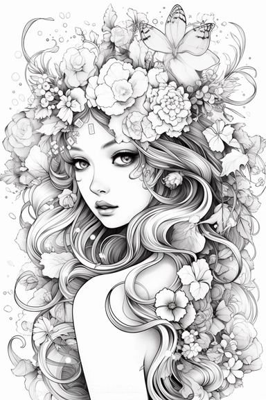 tattoo Watercolor Style: Incorporate vibrant watercolor techniques into your tattoo design, using splashes of color, blending, and soft edges to create a unique and painterly effect., anime style black and white full page pattern coloring page for kids, isolated, black and white, line art, printable outline art, thin lines, digital art, clip art, isolated, anime style, full page, award winning art