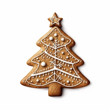 gingerbread christmas tree cookie shape clipart, white background