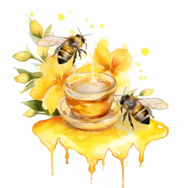Spring Garden Bee and Honey Drips Clipart