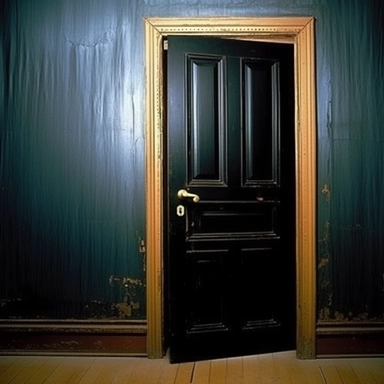 place a large closed door, symbolizing the theme of secrecy and hidden agendas. Make sure the door stands out and draws attention. Surround the door with various elements representing politics and crime. For example, you could include a shadowy figure in a suit, a briefcase, a magnifying glass, or newspaper clippings with headlines related to scandals and corruption.