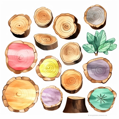 log discs clipart, pokemon style, watercolor, no background,