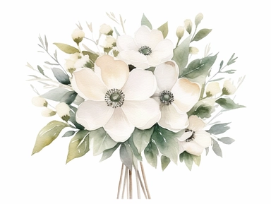 Watercolor White Flowers bouquet, Neutral Floral Clipart, Minimalist Flowers Watercolor, Elegant Blooms, dainty florals, watercolor illustration, hand drawing style,