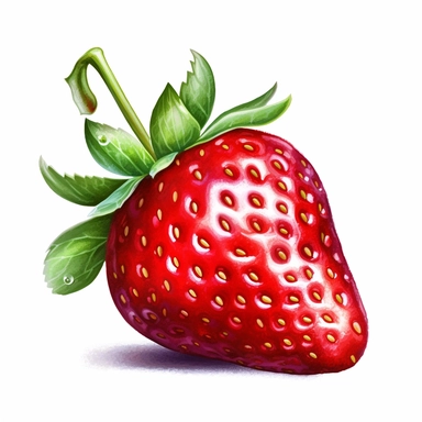 one clipart strawberrie on a white background, in the style of wlop, southern countryside, collage-oriented, sterling silver highlights, colorful caricature, emotionally-charged brushstrokes, hyper-realistic animal illustrations, no watermark, text, words, paintbrush, 300 DPI, typography, the images do not stick together, no text in the picture
