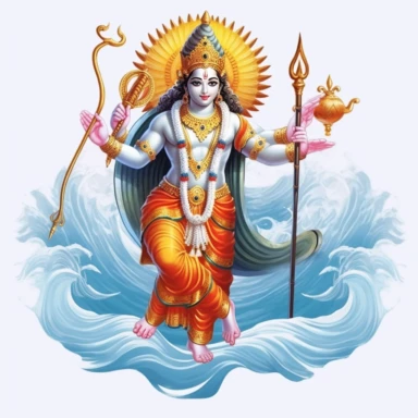 indian, god clipart, lord vishnu clipart, water art, blank background