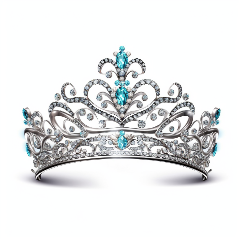 silver quinceanera tiara, aqua diamonds, white background, clip art ...