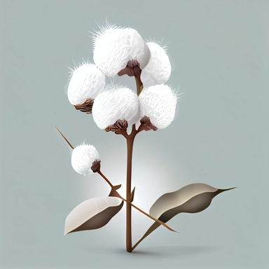 clipart, vector, white cotton ball plant stems, on white background, extreme detail, photo realistic, 8k