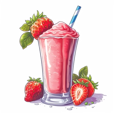 one clipart Strawberry smoothie on a white background, in the style of wlop, southern countryside, collage-oriented, sterling silver highlights, colorful caricature, emotionally-charged brushstrokes, hyper-realistic animal illustrations, no watermark, text, words, paintbrush, 300 DPI, typography, the images do not stick together, no text in the picture