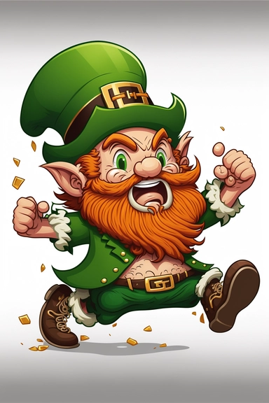 cartoon leprechaun, high resolution, celebration,cute, funny, clipart style, vector style, transparent background